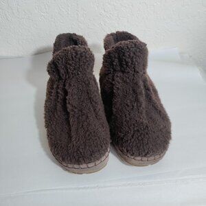 L.L. Bean Brown Cozy Slipper Booties‎ Pile Fleece Womens 10